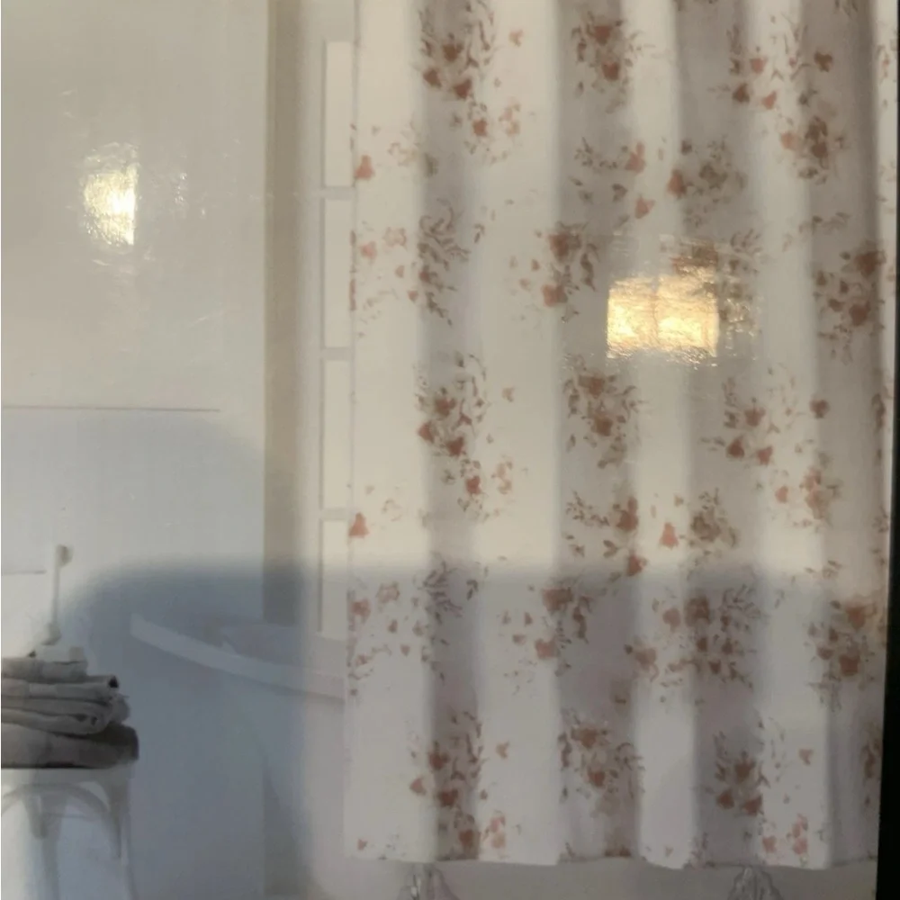 Lauren Ralph Lauren Floral Shower Curtain - Soft Pink and Cream